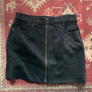 Madewell black denim skirt with zipper